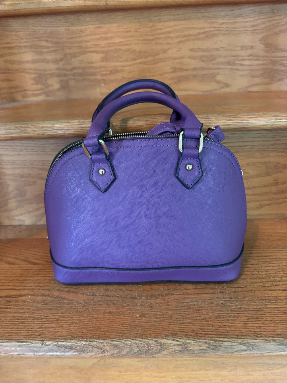 Women’s Purple Structured Dome Satchel Handbag - Picture 2 of 6